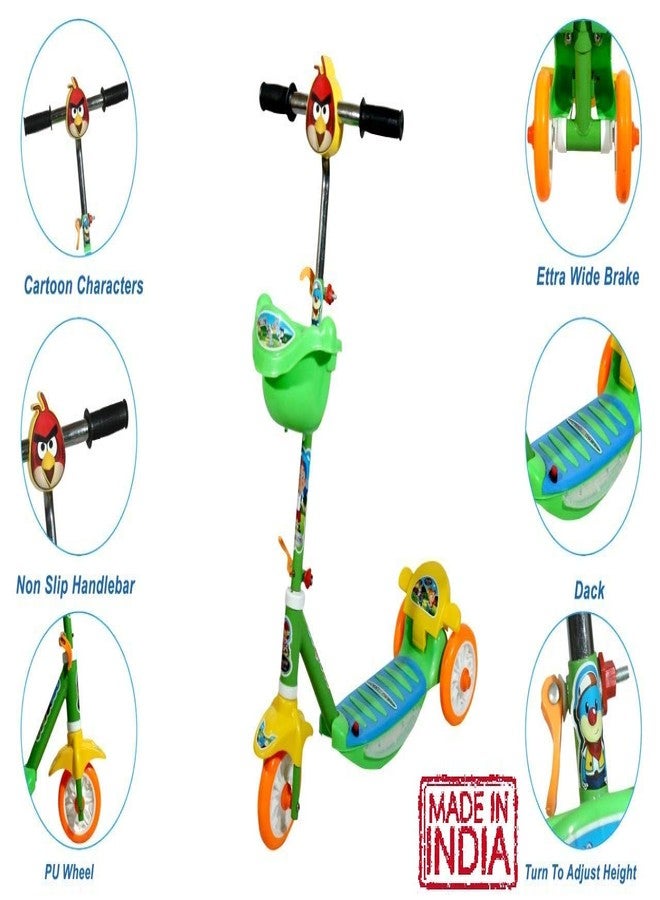 JoyRide Three Wheel Kick Scooter For Kid Boys And Girls With Adjustable Height,Storage Basket,Light, Music,Foot Break (3 Years-8 Years), Multi - Image 2